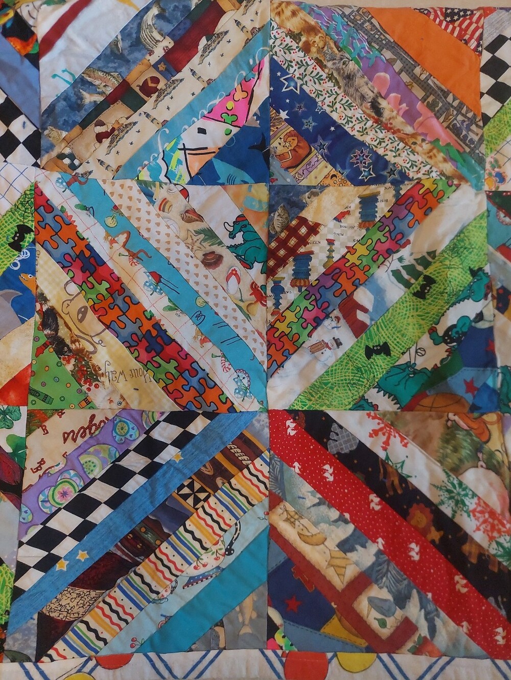 Vibrant Multicolor Patchwork Quilt - Handmade Home Accent